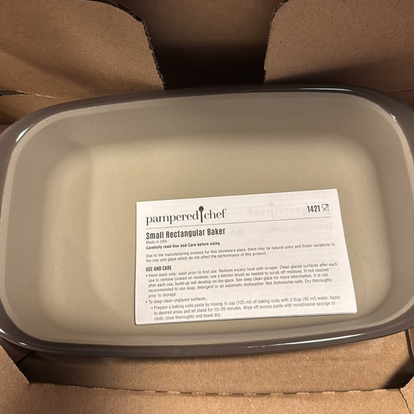 Pampered Chef rectangle Stoneware Baker 6x9 1421 - Picture 5 of 5
